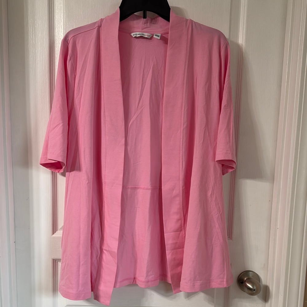 Isaac Mizrahi Live Pink Open Front Cardigan
